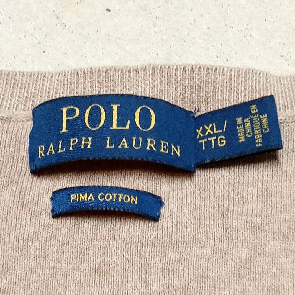 *READ* POLO Ralph Lauren Pima Cotton V-Neck Sweater Mens Size XXL Long Sleeve - Picture 5 of 7
